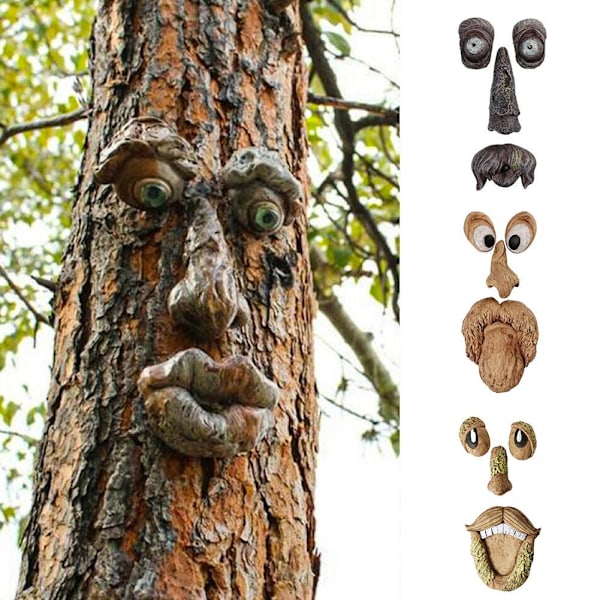 Gammel Mandens Visdomsfulde Træ Ansigt Statuette Klemmer Kigger Skulpturer de