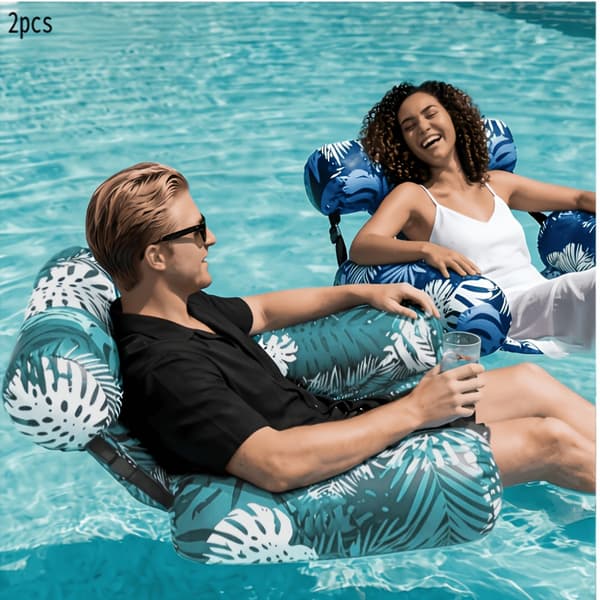 Oppustelige poolflydebassiner er velegnede til pool-, sø-, strand- og havefester. Blå Blue Swimming Pool Chair