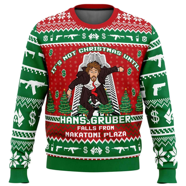 Hans Gruber Fald Nakatomi Plaza Die Hard Grim Juletrøje Gave Julemandstrøje Mænd 3d 2XL
