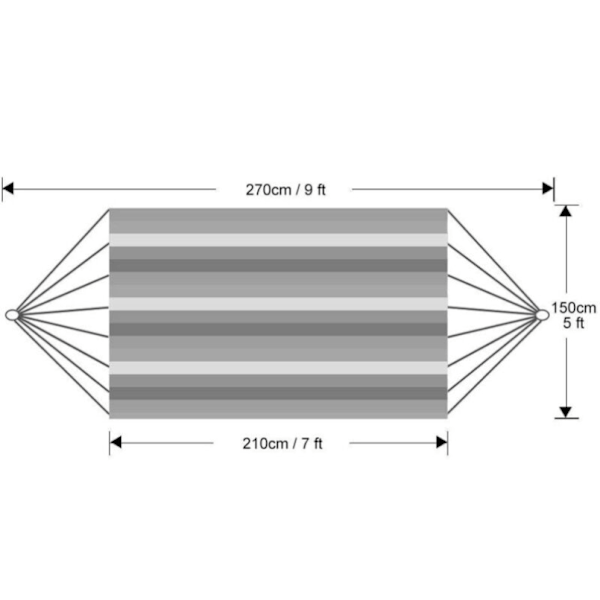 Dobbelt hængekøje til 2, 220x150cm lærred, 270cm total længde, indendørs udendørs have hængekøje, grå No, No,