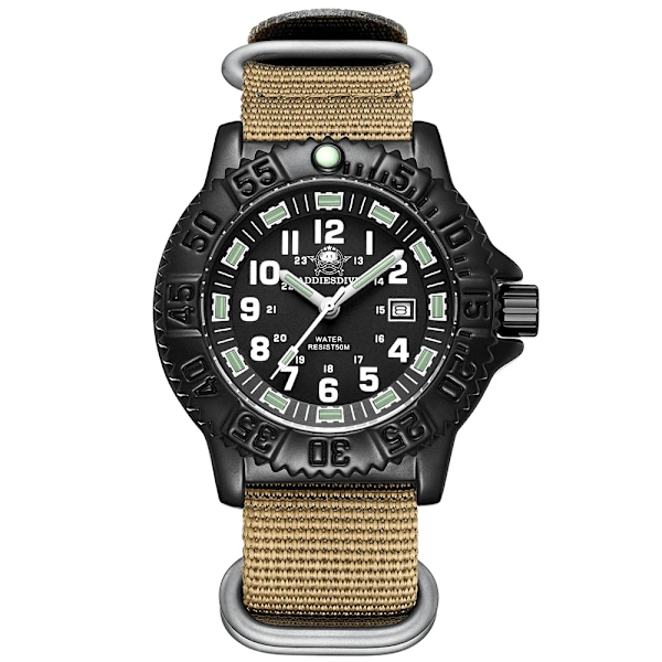 ADDIES Topp Militär Nylon Sportklockor Herr Lyx Vattentät Lysande Quartz Watch Man Klocka Relogio Mascu Khaki nylon