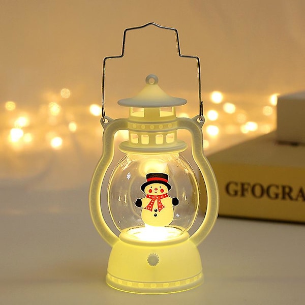 Jul Bærbar Nattlampe (med Batteri) 4 Stykker Mini Retro Skrivebords Jul Lys, Egnet for Juletre Bord Uteplass Hagefest
