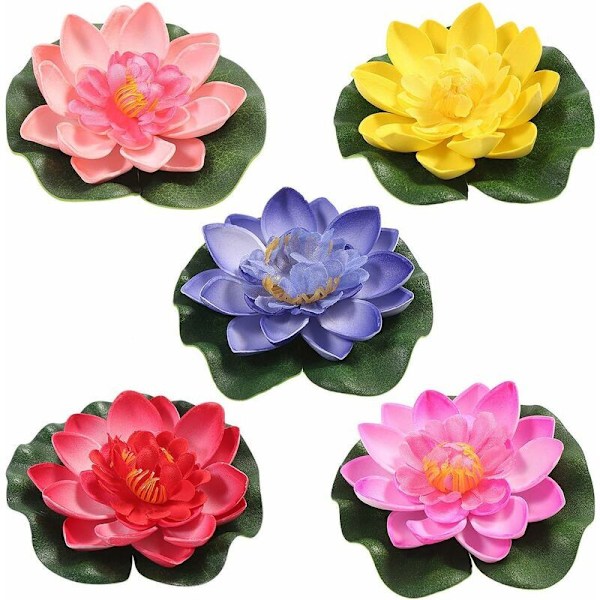 5 st Konstgjorda Vattenliljor Flytande Lotusblomma Damm Hem Bröllopsdekor 10cm