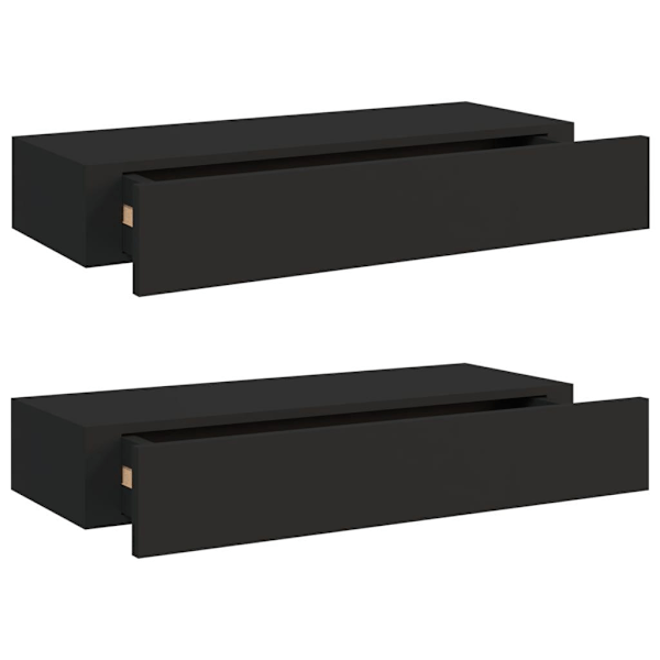 vidaXL Väggmonterad låda 2 st svart 60x23,5x10 cm MDF black 9700