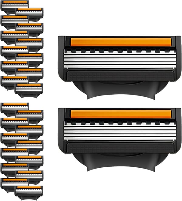 Kompatible 24 barberblade til Gillette Fusion 5 5-bladede erstatningspatroner med Lubrastrip til mænd