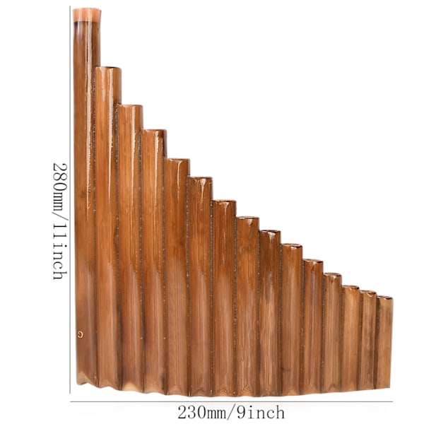 Panflöjt 15 rör Naturlig bambu Blåsinstrument Panflöjt G-ton Panflöjt Handgjord Träblåsinstrument