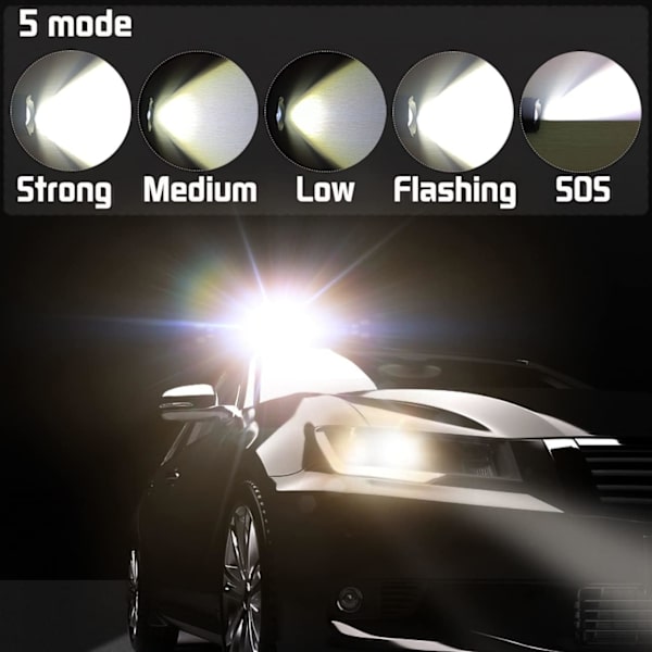 Taktisk ficklampa LED, 20000 lumen P70 hög effekt, USB-laddningsbar, laddningsbart 26650 batteri, lämplig för utomhuscamping och jakt