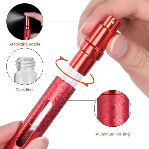Pieces Perfume Atomizer Refillable - Mini Perfume Bottles - Travel Bottles 12ML - Leak-Proof Perfume Bottle - Hand Luggage - 5 Colors