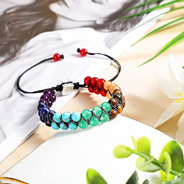 7 Chakra Armbånd Kristal Ædelsten Armbånd Til Yoga Perler Reiki Ædelsten Flettet Armbånd