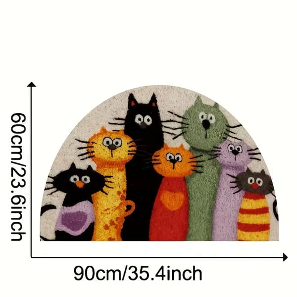 Halvcirkelformad kattdörrmatta 60x90cm Halkfri Polyester Inomhus Utomhus 60x90cm
