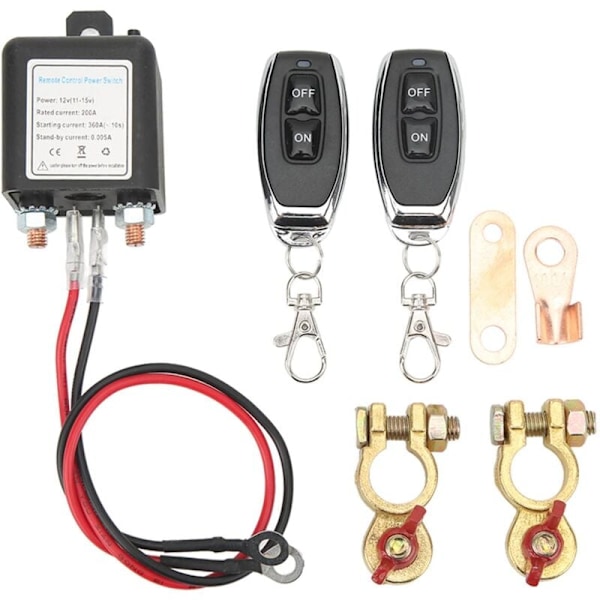 Fjärrströmbrytare för batteri, DC 12V bilströmbrytare, stöldskydd, huvudströmbrytare med fjärrstyrd kopparterminal för bil (12V200A)