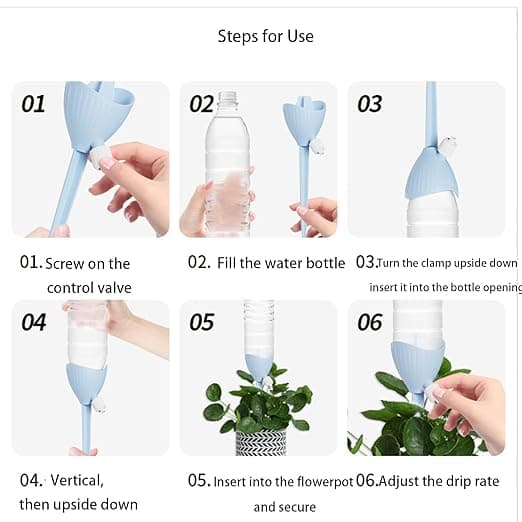 4 x droppflaskor, växtvattendispenser, justerbart automatiskt bevattningskit, droppbevattningskit för växter, blommor, trädgård, krukväxter