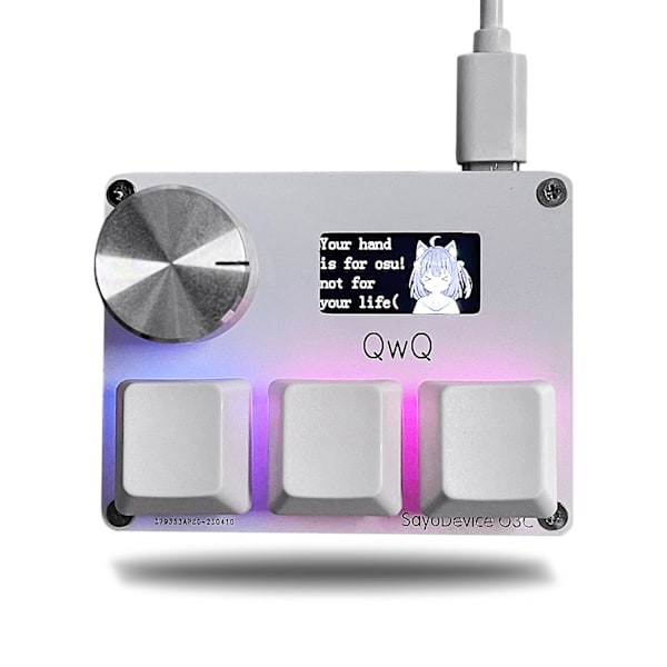 SayoDevice OSU O3C Rapid Trigger Hall Switches Magnetiske Lineære Switches Tastatur med Knap og Skærm Kopier Indsæt Genvej Makro Hotswap Mini Tastatur 3 key black