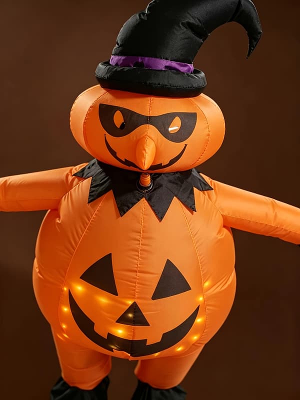 Halloween oppustelig græskar kostume voksen heksehat rollespil outfit til mænd Orange One-size