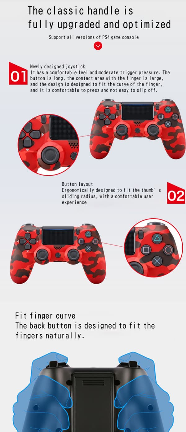 PS4 controller med touchscreen, seks-akse vibration, PS4 kompatibel E