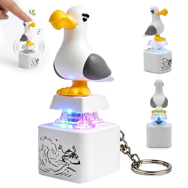 Seagull Button Keychain Birds Luminous Electronic Keychain Fun Fidgets Desk Toy 2pcs
