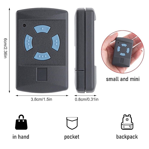2-pack garageportöppnare fjärrkontroll för HSM4-868 HSE2-868 HS4-868 HSM2-868 868MHz grindöppnare