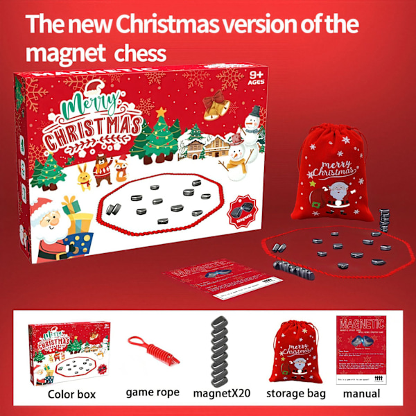 Magnetiskt Schackspel - Magnetiskt Brädspel - Roligt Magnetiskt Brädspel - Strategispel med Pussel - Julklapp till Barn
