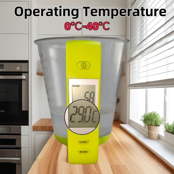 Smart 600 ml målebeger med vekt, termometer og 6-i-1 enhetskonverterer Gray