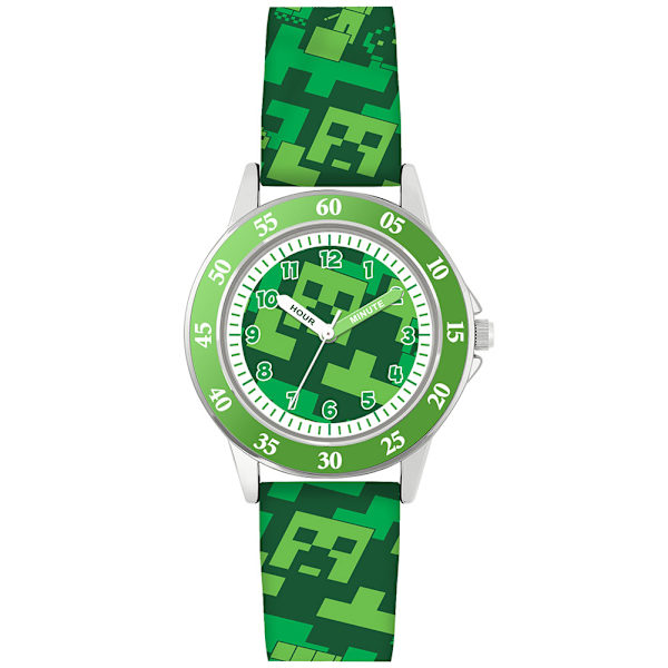 Minecraft Creeper Analog Klocka Grön Vit One Size[GPA] Green/White One Size