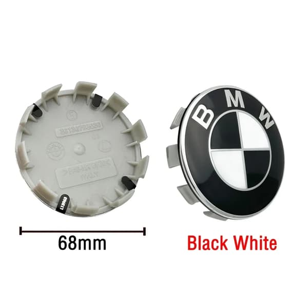 4-pak BMW Centerkapsler / Hjulkapsler Emblemer 68mm Svart/Vit