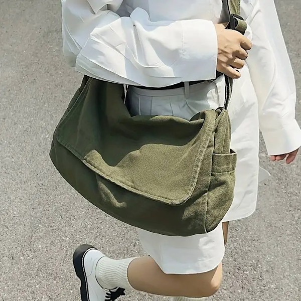 Dametass Messenger Vintage Håndveske Lerretet Tenåring Skulder Tote Vesker Casual Håndveske Crossbody Håndvesker