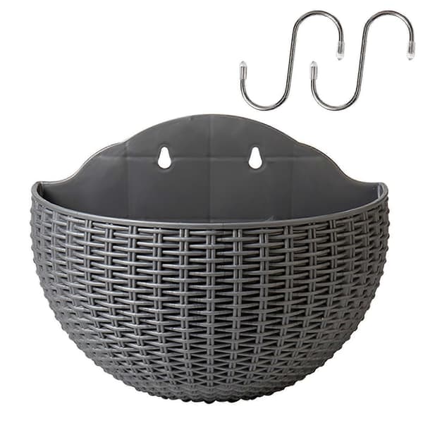 Silvergrå väggmonterad blomkruka, halvcirkelformad hängande planteringskärl för balkong small  size Silver gray