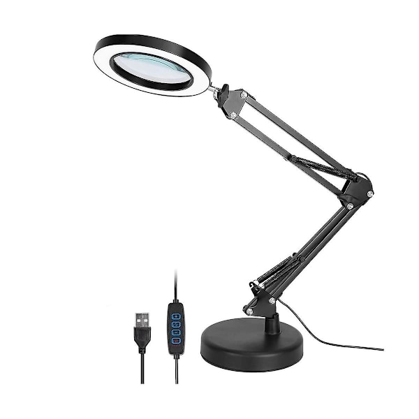 Forstørrelsesglas med lys og stativ, 10x forstørrelseslampe, 2-i-1 bordlampe ...