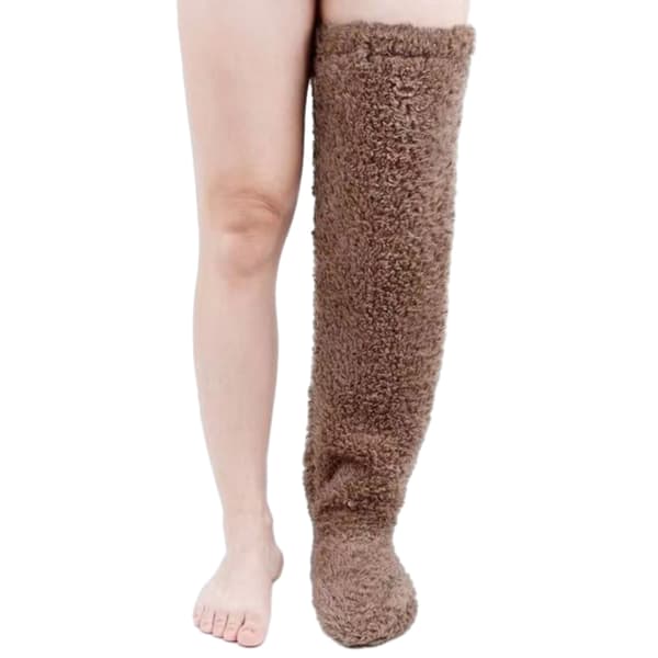 [KK] Snuggs Cozy Socks pitkät polvisukat Snuggle Paws -sukat Brown leopard print