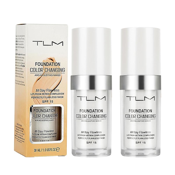 2 st Tlm Felfri Färgförändrande Foundation Makeup Hudton Matchande Concealer