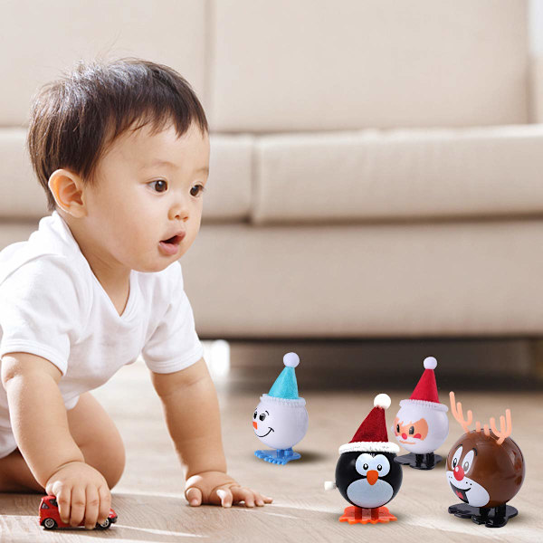 1 set 4 st julleksaker med uppdrag Snowman Win-up leksaker Barnleksak (Vit Röd) Juldekorationer Presenter Ornament