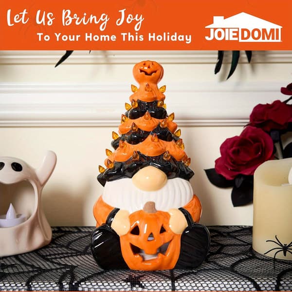 Keramisk Græskar Nisse Træ Borddekoration med Indbyggede LED'er til Halloween Ceramic Tree
