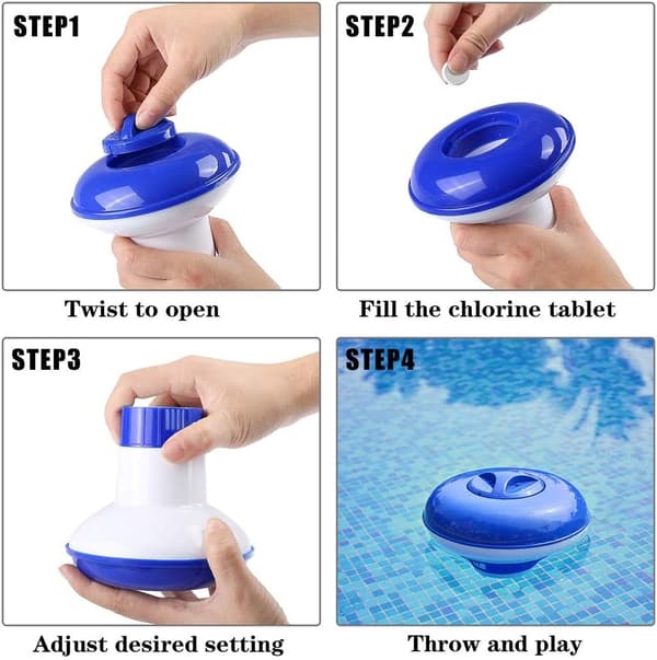 Flydende dispenser klortabletter boblebad pool spa, flydende poolklor, klortabletholder (5 tommer)