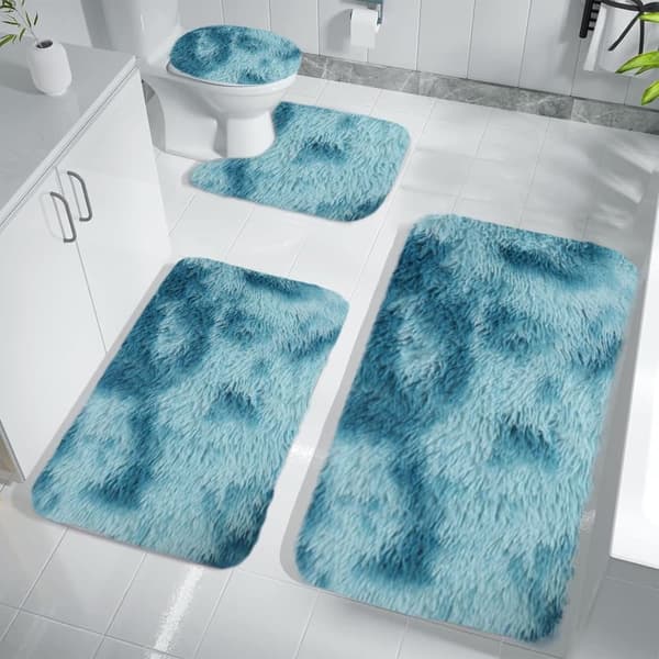 4-pack Bathroom Mat - Super Soft Microfiber Non-Slip Mat, Absorbent & Thick, For Bathroom & Kitchen[GPA] black blue