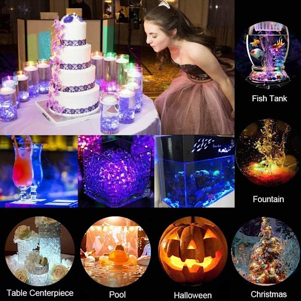 10 kpl Mini LED-upotusvalot, Mini LED-akvaariovalot, Vedenpitävät vedenalaiset valot RGB Monivärinen LED-valo 2 kaukosäätimellä