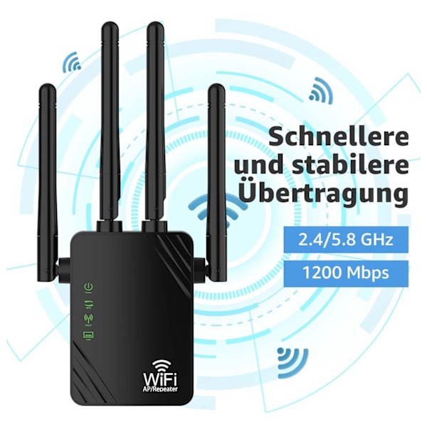 WLAN-repeater WLAN-förstärkare 1200Mbit/s 5GHz & 2.4GHz dubbelbands-W