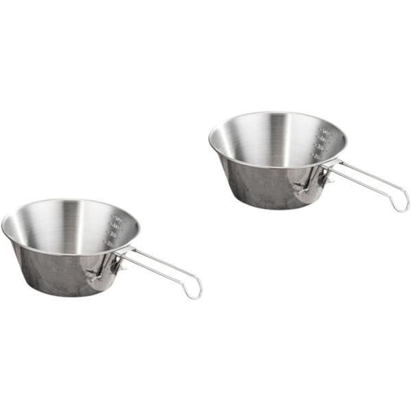 Udendørs 304 rustfrit stål bærbar sne skål lille foldeskål picnic camping service ske kan stables * 2