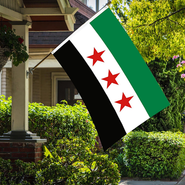 90*150cm/3FT*5Ft/59*35IN Syyrian lippu Syyrian lippu messinkirenkailla ja kaksoisommelluilla reunoilla