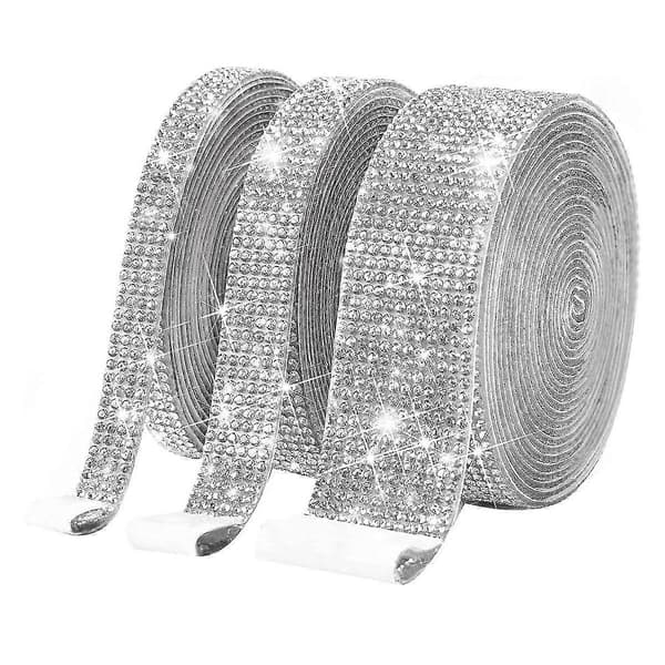 3 ruller selvklebende krystallrhinestone-striper, 2 mm diamanter for DIY