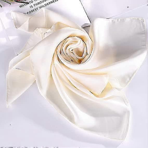 Dammode Myk Stor Sateng Firkantet Chiffong Polyester Skjerfsett Hode Hals Multifunksjonell Ensfarget Tilgjengelig-lingling White