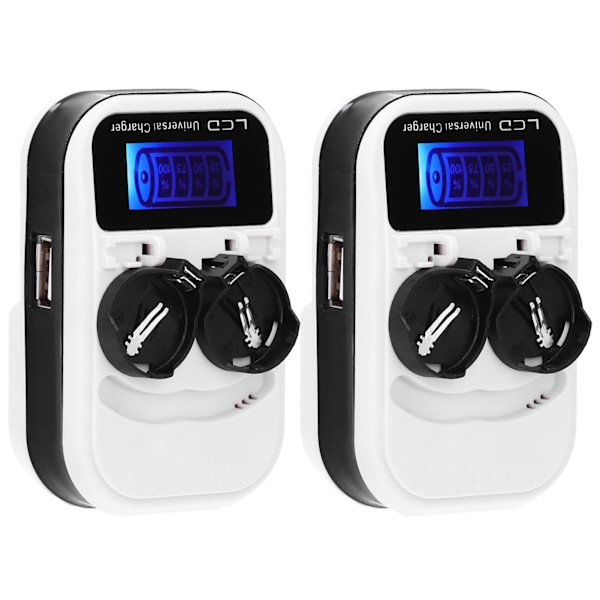 2 st LCD knappcellsbatteriladdare för LIR2016 LIR2025 LIR2032 ML2016 ML2025 ML2032 CR2032 EU-kontakt 100‑240V 0.2