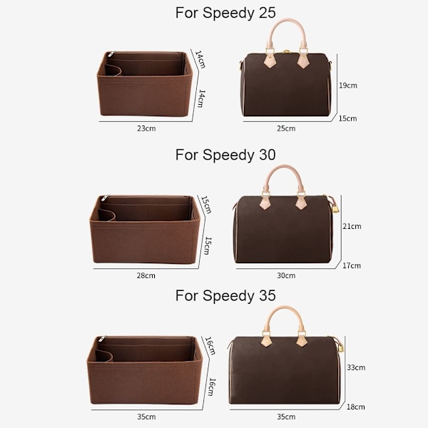 Kännbar indsats taske i filt Iiner KAFFE TIL SPEEDY 25 TIL SPEEDY coff coff coffee For Speedy 25-For Speedy 25
