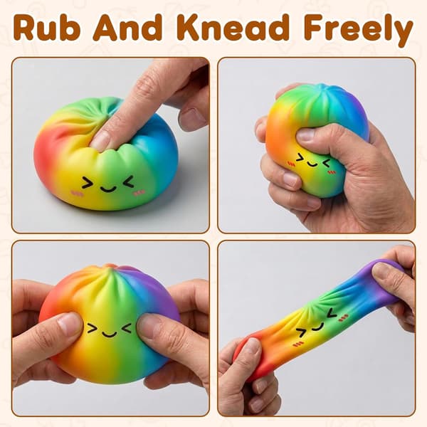Sateenkaari Dumpling Squishy - Värikäs Pullamainen Stressilelu, Aistien Rentoutuslelu 2 Pcs multicolor