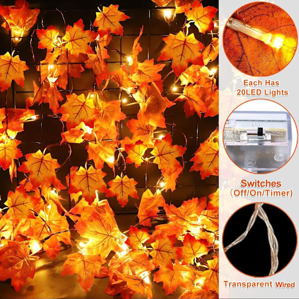 Höstkransar Höstdekorationer 20 Stränglampor Höstlöv Halloween Juldekorationer Thanksgiving Dekorationer Väggdekorationer