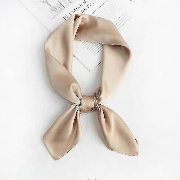 Dammode Myk Stor Sateng Firkantet Chiffong Polyester Skjerfsett Hode Hals Multifunksjonell Ensfarget Tilgjengelig-lingling Khaki