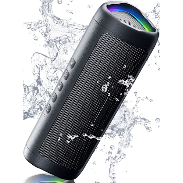 Bluetooth-kaiutin, HD-äänenlaatu, Kannettava langaton, IPX5 vedenkestävä, jopa 24 tunnin toistoaika, TWS-paritus, BT5.3 (Musta)