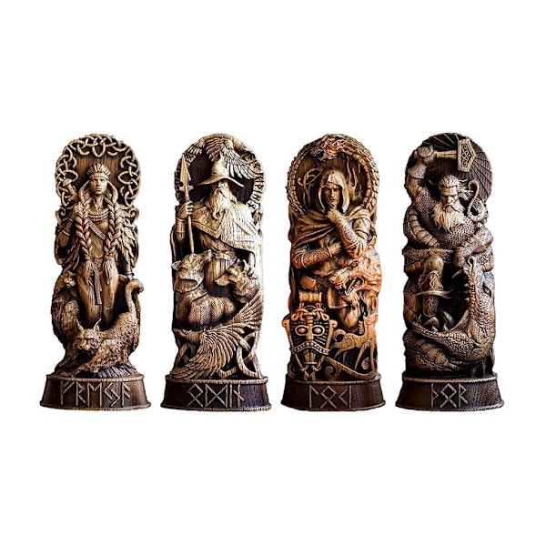 4 stk. Nordiske Guder Dekorativ Resin Statuer Tilføj Charme til Dit Hjem