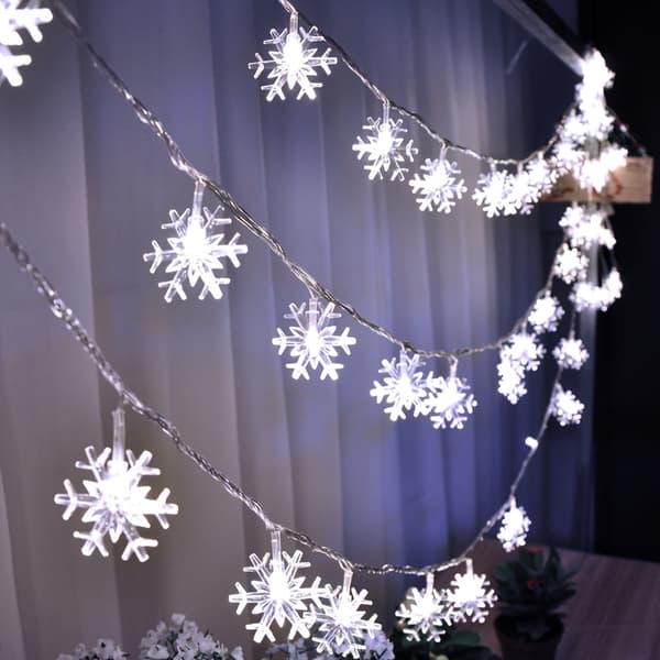 Julesnøfnugg-lyslenke for julebord og romdekorasjon Warm Light 3m-20L