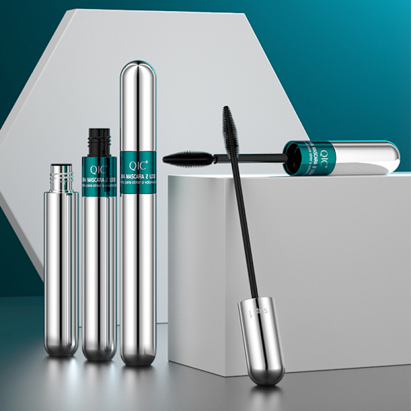 2-i-1 QIC Mascara 5x Längre Vattentät Kosmetika För Naturlig Förlängning Och Förtjockning Ingen Klumpning 4D Silkesfiber Mascara