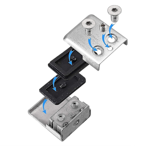 Glasklämma, 8-pack rostfria fyrkantiga klämmor 6-8 mm glasmontering fla...